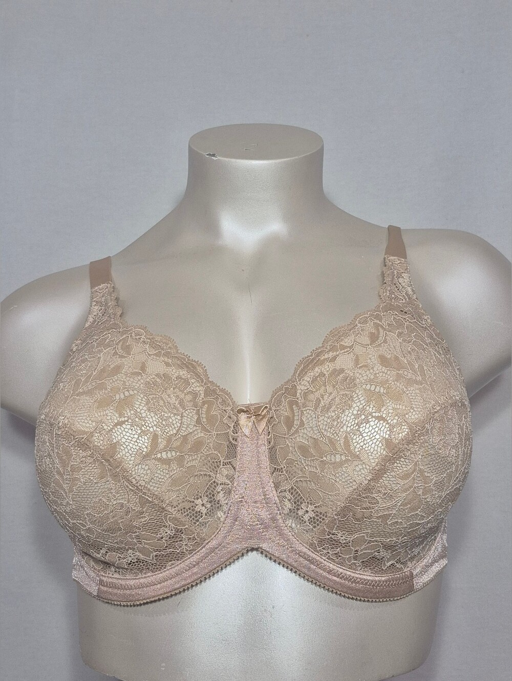 42DD Avenue Body Unlined Semi‎ Sheer Lace Underwire Bra Beige